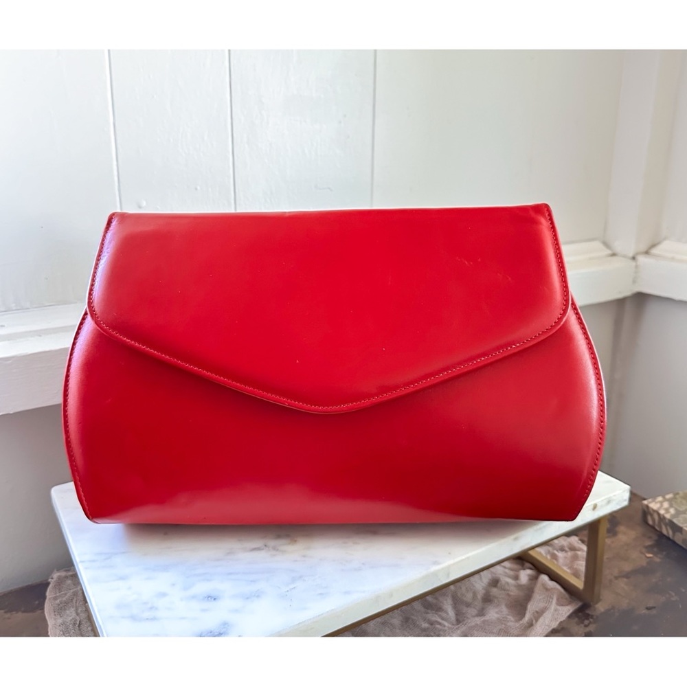 Vintage Fifth Avenue Red Leather Clutch Envelope Bag  - Cross Body Strap - NWT